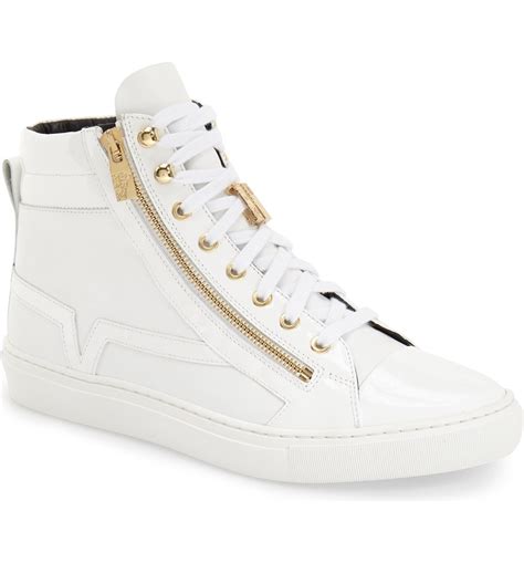 versace unchained sneakers|Versace zipped high top sneakers.